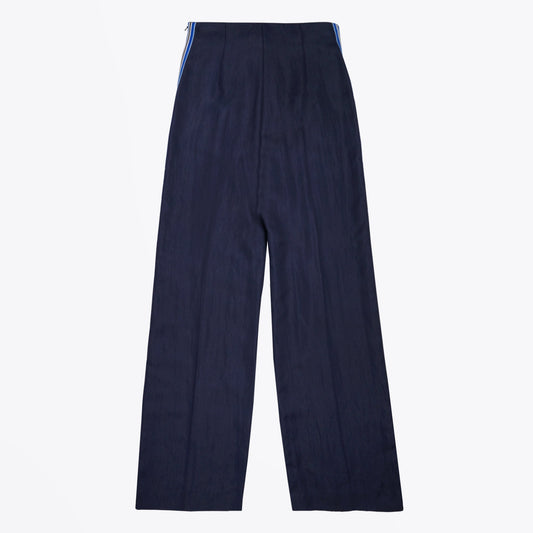 - Wide-Leg Stripe Trousers - Navy