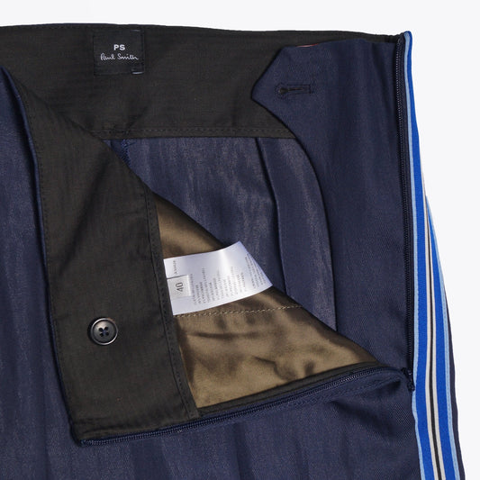 - Wide-Leg Stripe Trousers - Navy