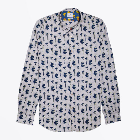 - Tailored Floral Shirt - Grey/Multi