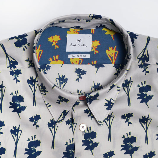 - Tailored Floral Shirt - Grey/Multi