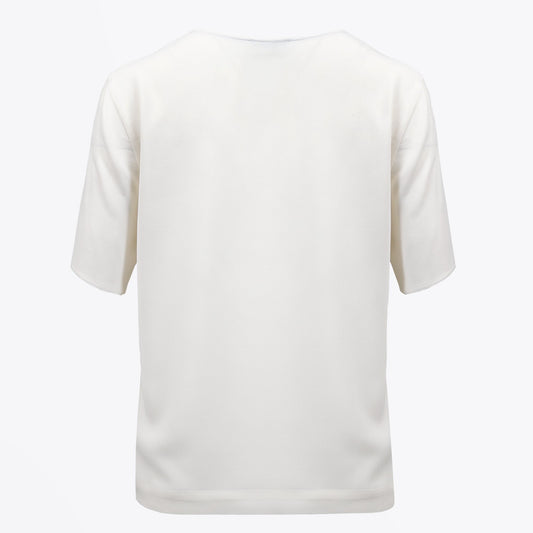 - V-Neck Silk Blend Top - Off-White