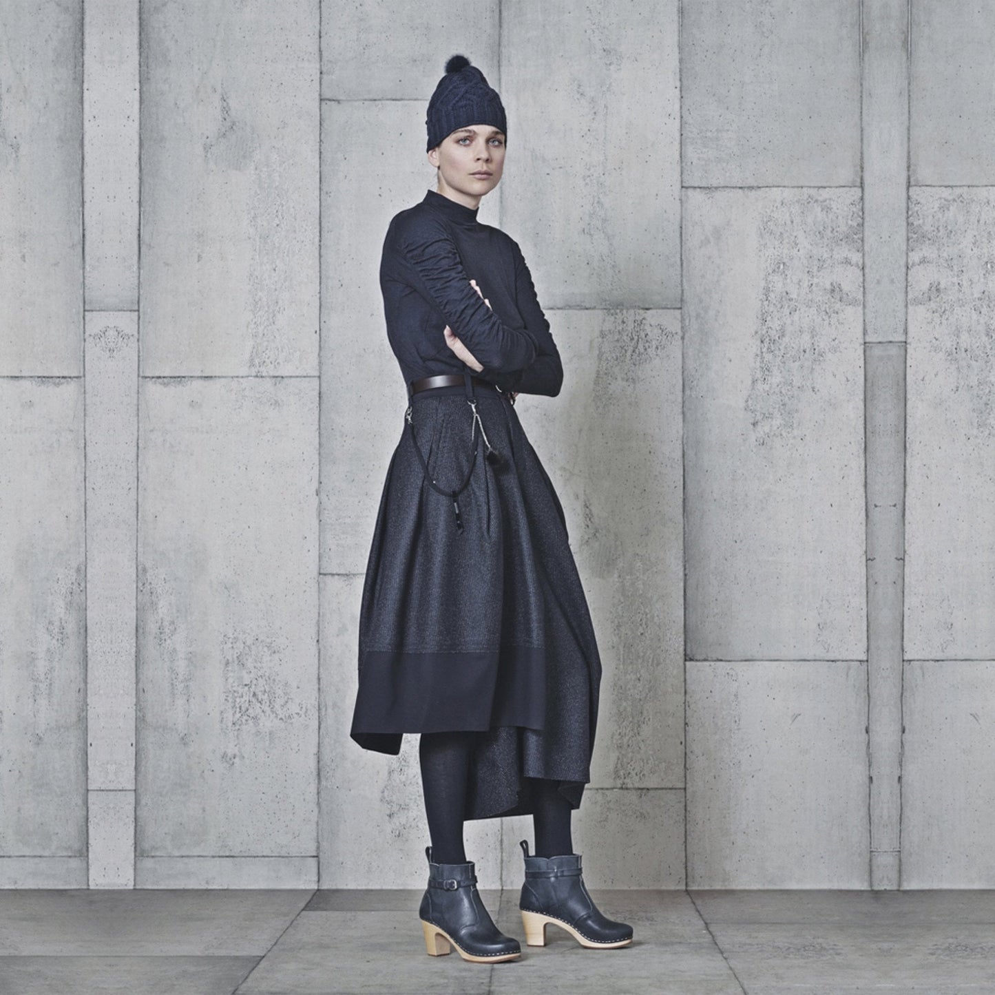 Jaunty - Asymmetric Pants-Skirt - Navy/Grey