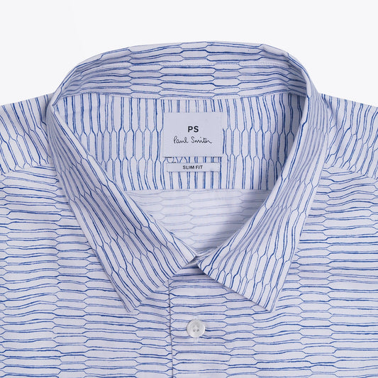 - 'Scramble Net' Print Long-Sleeve Shirt - White