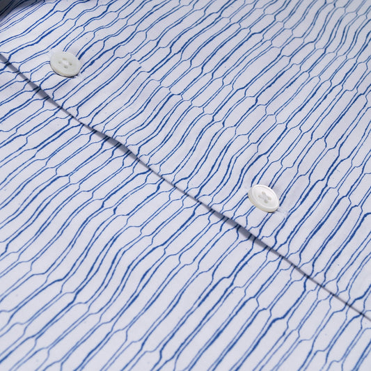 - 'Scramble Net' Print Long-Sleeve Shirt - White