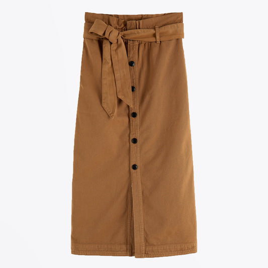 High-Waist Button Skirt - Sand