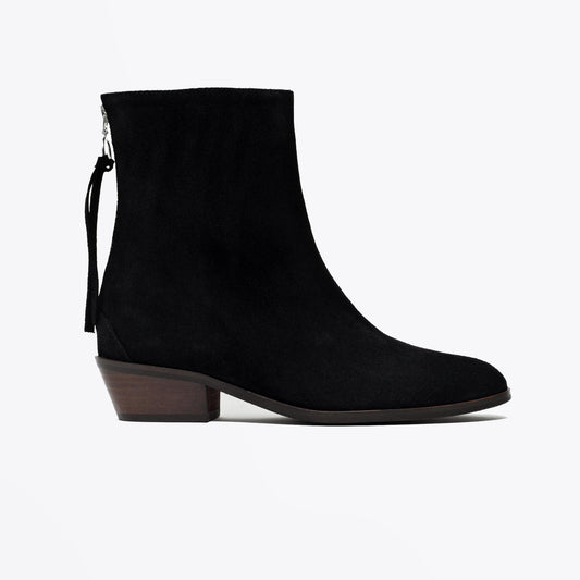 - Sacha - Suede Heeled Boots - Black