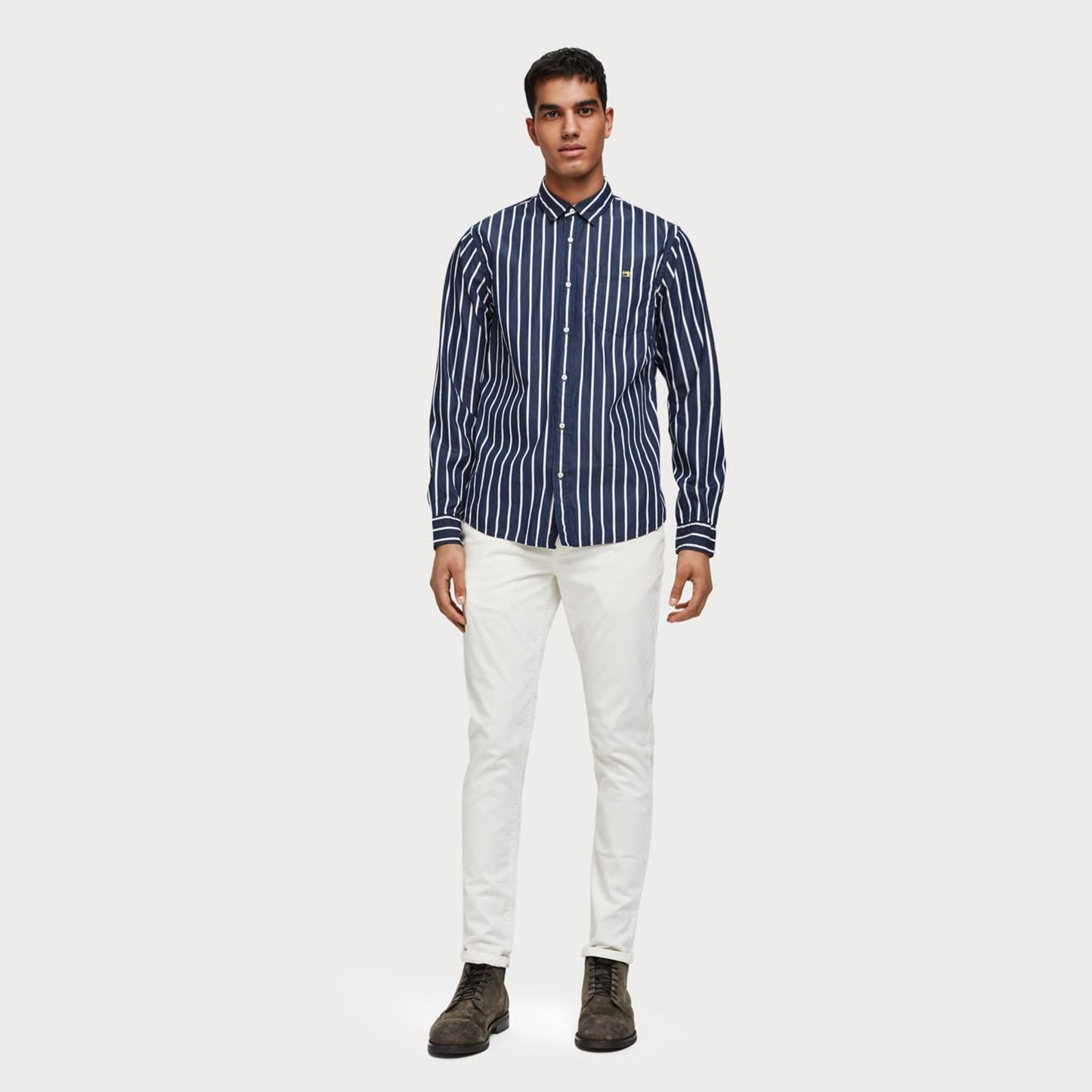 - Cotton Stripe Shirt - Blue/White