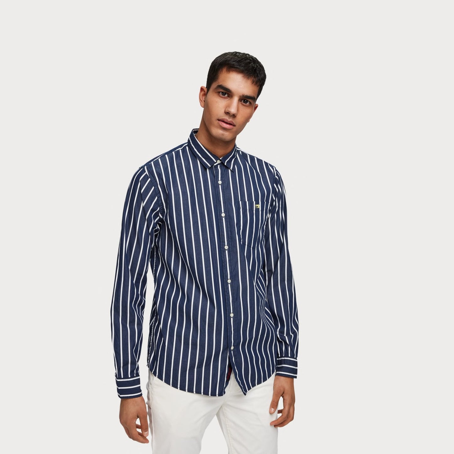 - Cotton Stripe Shirt - Blue/White