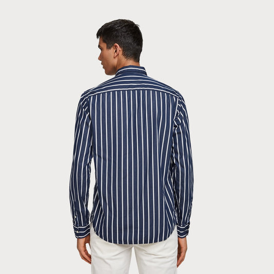 - Cotton Stripe Shirt - Blue/White