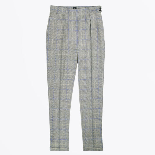 - Checked Wool Trousers - Grey Check