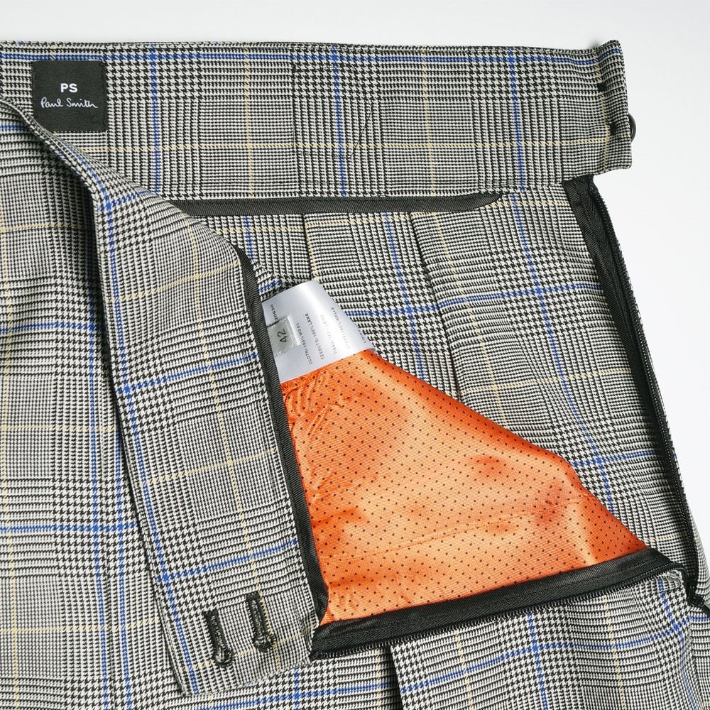 - Checked Wool Trousers - Grey Check