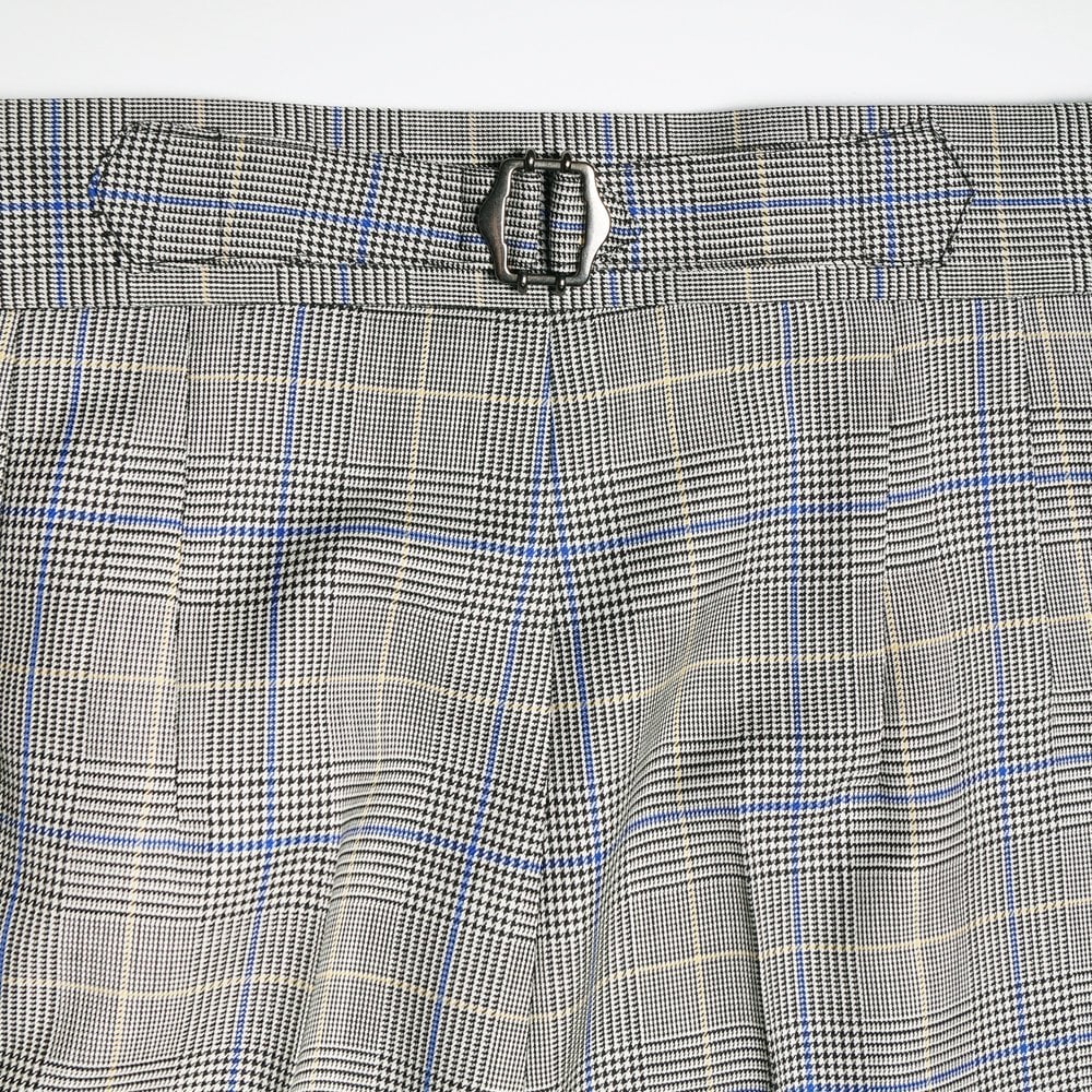 - Checked Wool Trousers - Grey Check