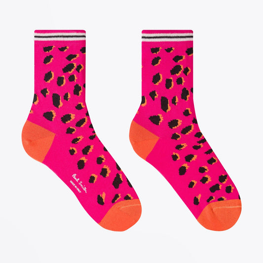 - 'Cheetah' Motif Socks - Pink