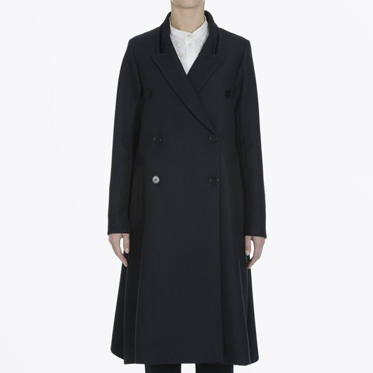 Founder - A-line Tech-Herringbone Coat - Navy