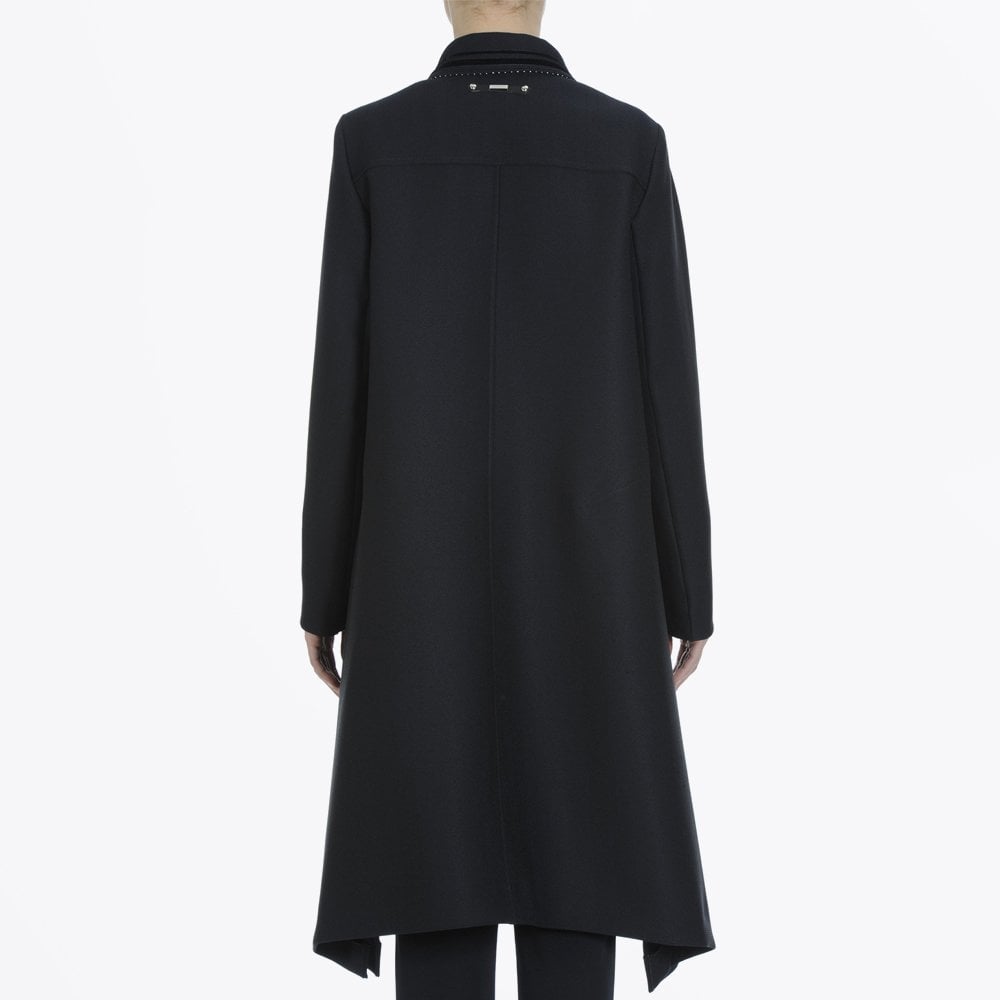 HIGH Founder - A-line Tech-Herringbone Coat - Navy