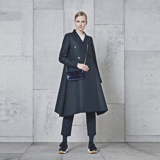Founder - A-line Tech-Herringbone Coat - Navy