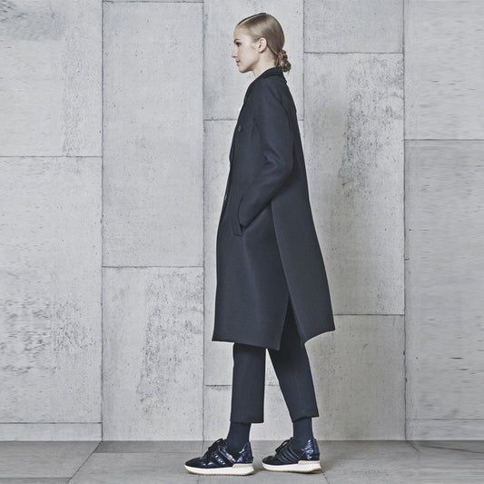 Founder - A-line Tech-Herringbone Coat - Navy