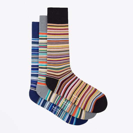 - Three Pack Multi-Stripe Socks