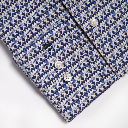 Modern Kent Triangle Print Shirt - Blue