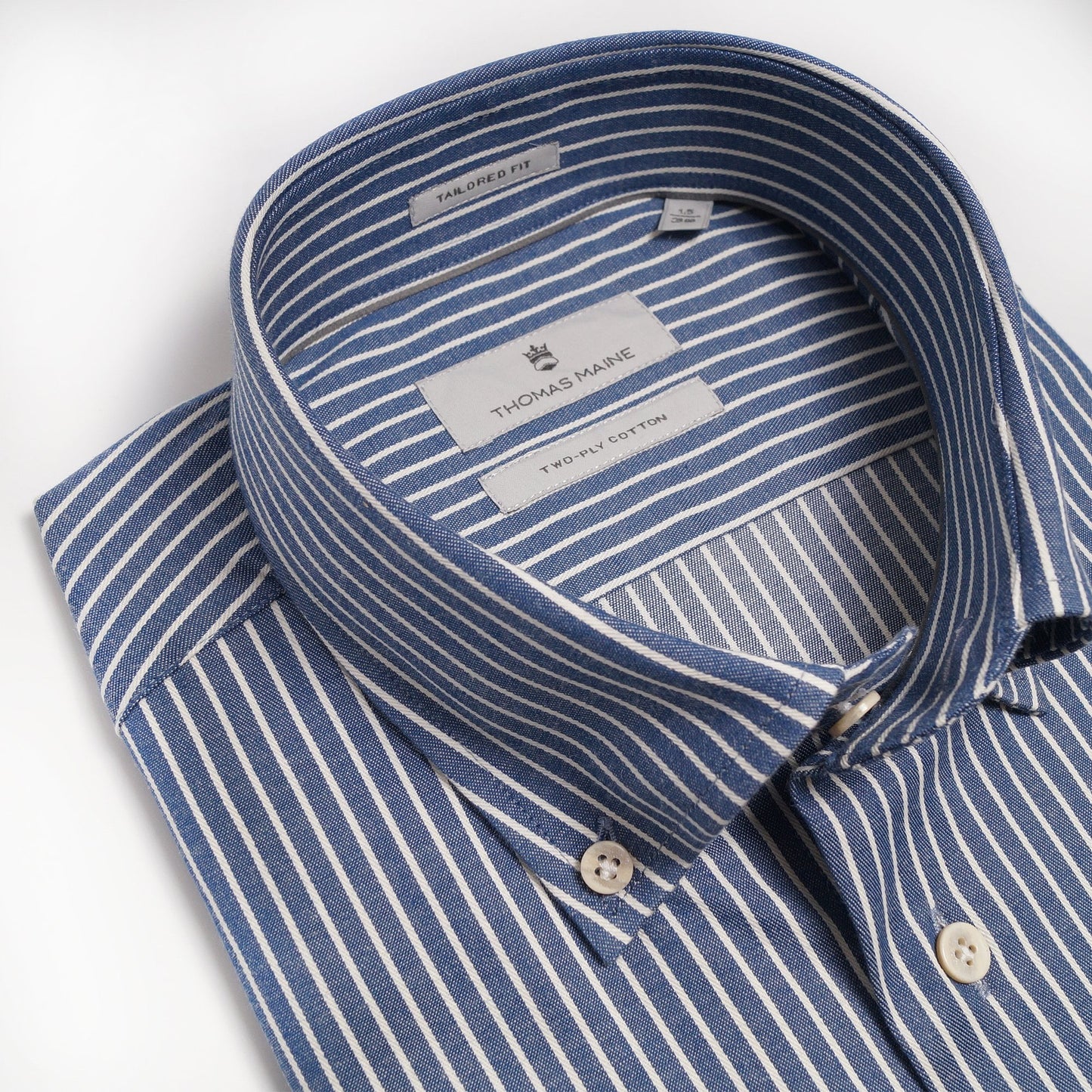 - Cotton Pinstripe Shirt - Blue