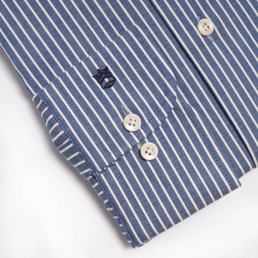 - Cotton Pinstripe Shirt - Blue