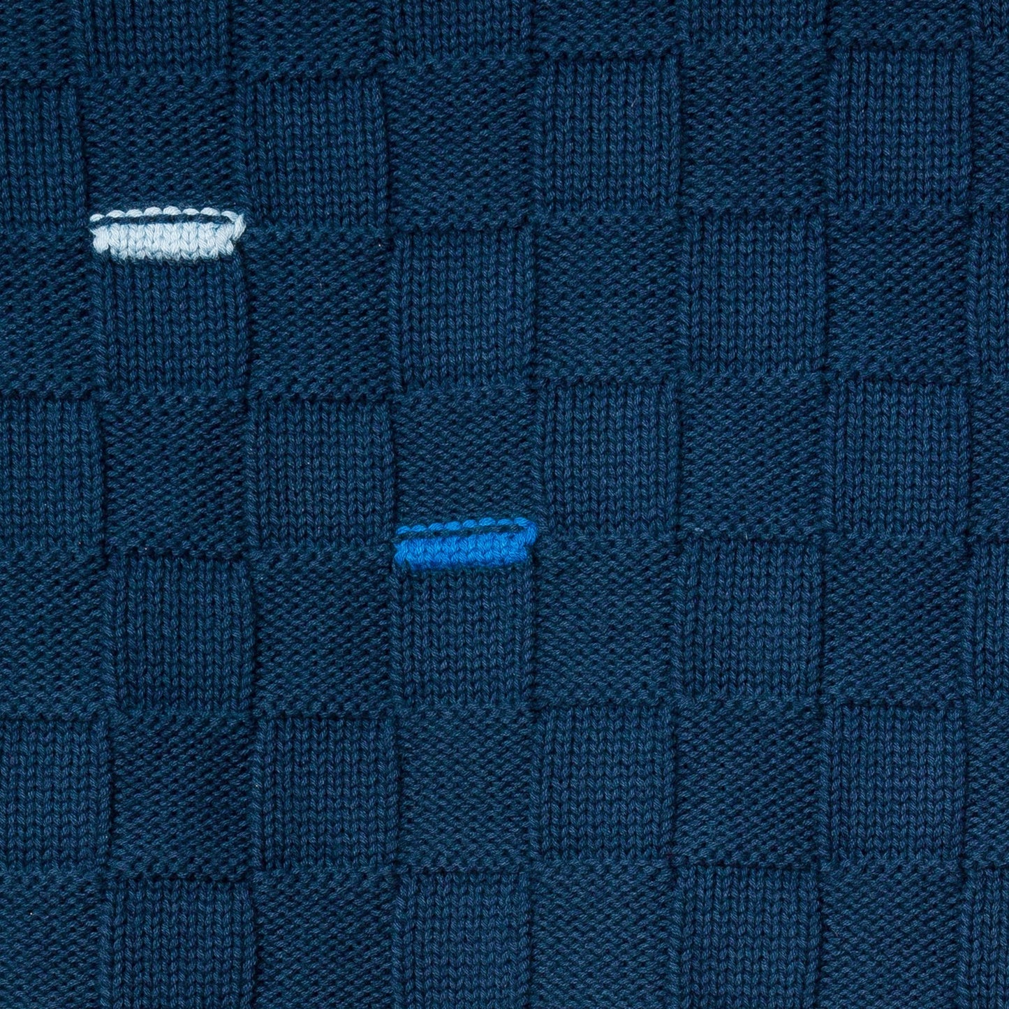 - Check Cotton Sweater - Navy