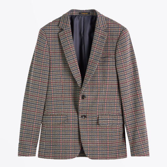 - Checked Knitted Blazer - Brown/Multi