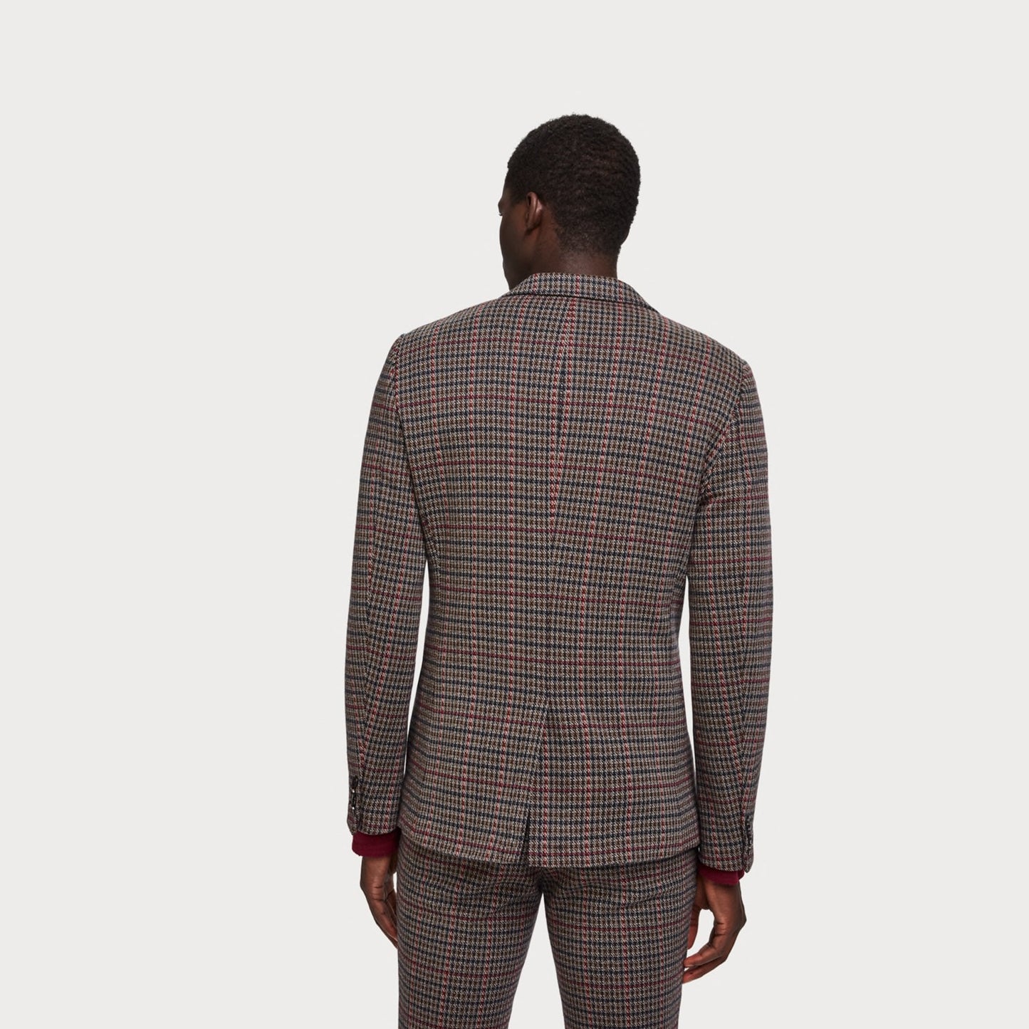 - Checked Knitted Blazer - Brown/Multi