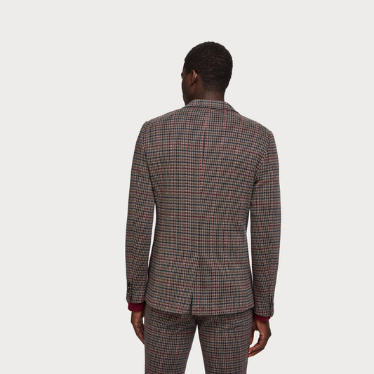 - Checked Knitted Blazer - Brown/Multi
