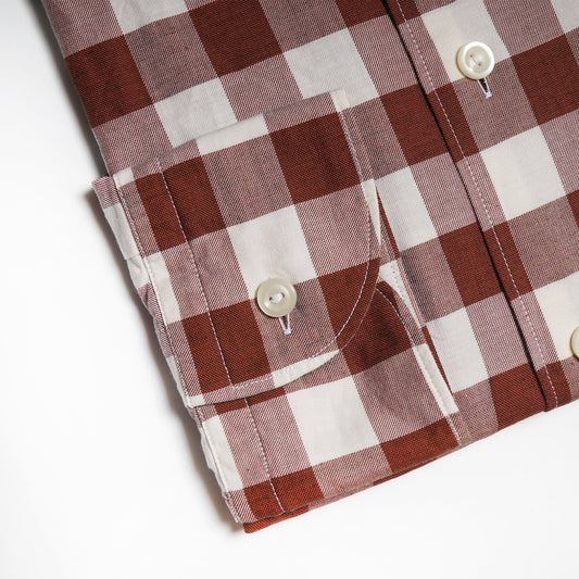 - Checked Twill Shirt - Pink/Red