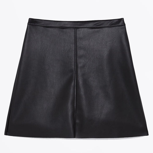 - Faux Leather Mini Skirt - Black