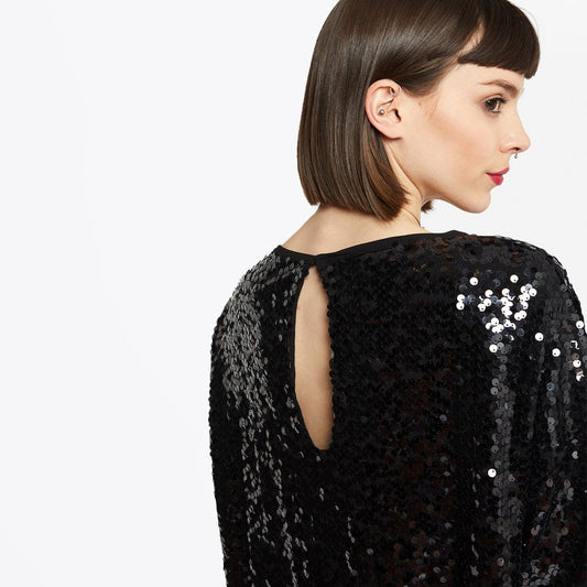 - Sweater With Sequins - Black