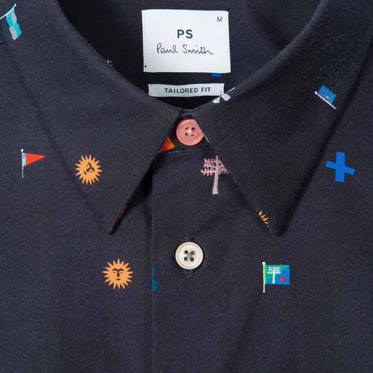 - 'Mini Flags' Printed Shirt - Dark Navy