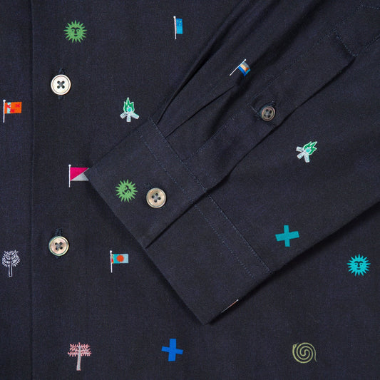 - 'Mini Flags' Printed Shirt - Dark Navy