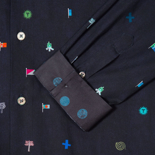 - 'Mini Flags' Printed Shirt - Dark Navy