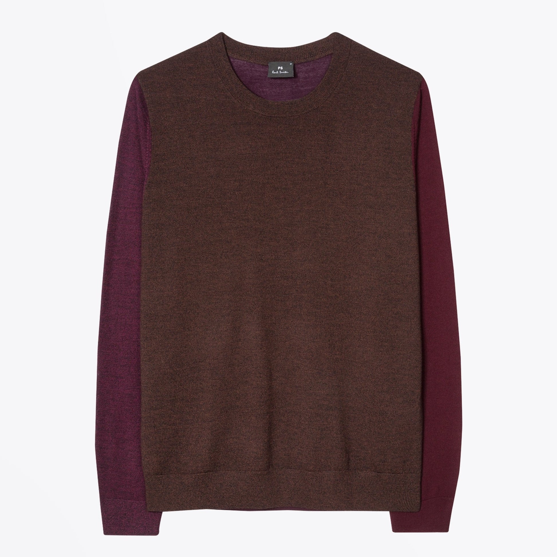 Paul Merino Wool Sweater - Burgundy/Brown