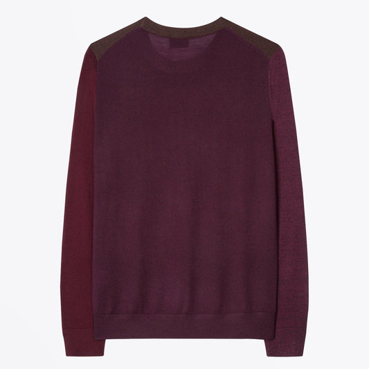Merino Wool Sweater - Burgundy/Brown