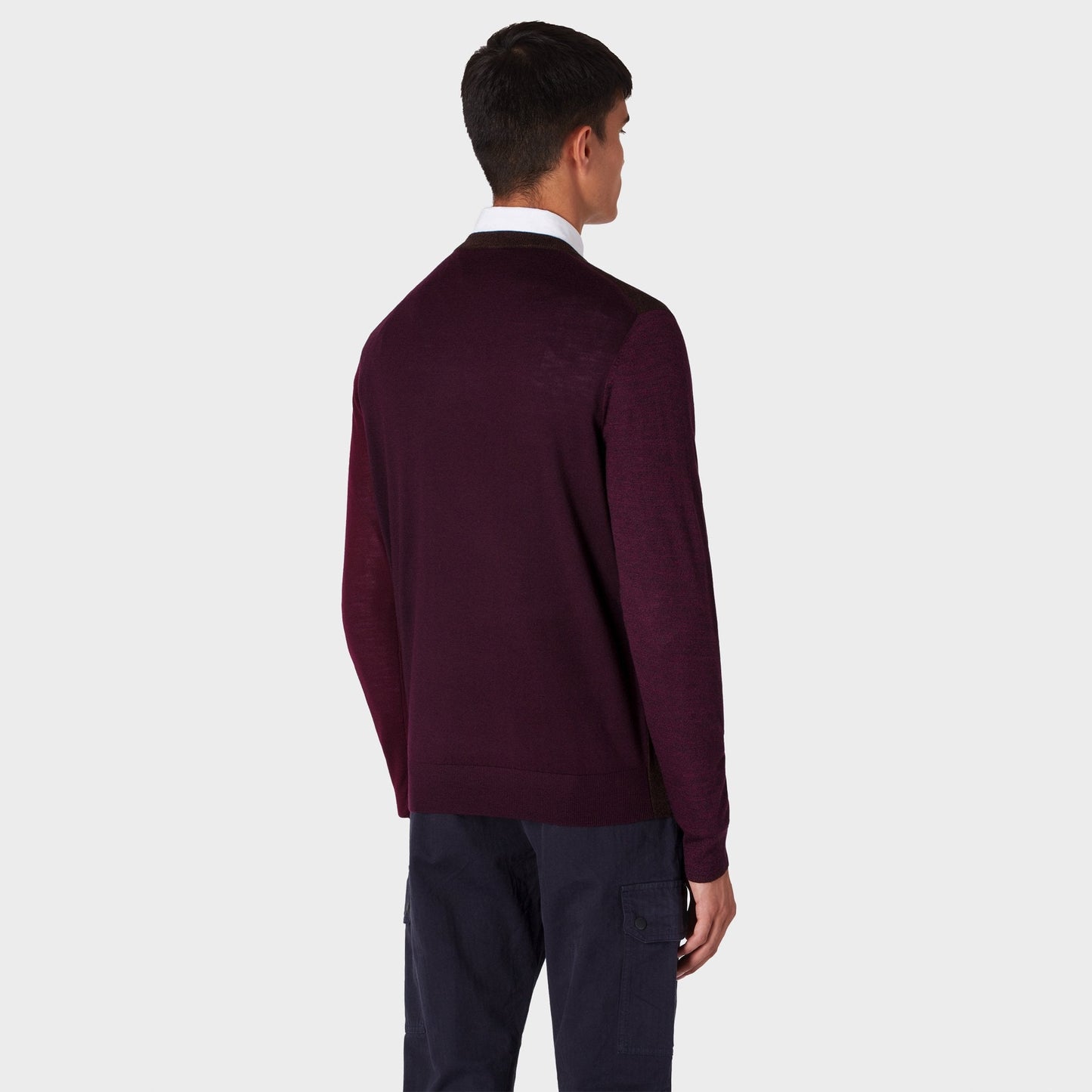 Merino Wool Sweater - Burgundy/Brown