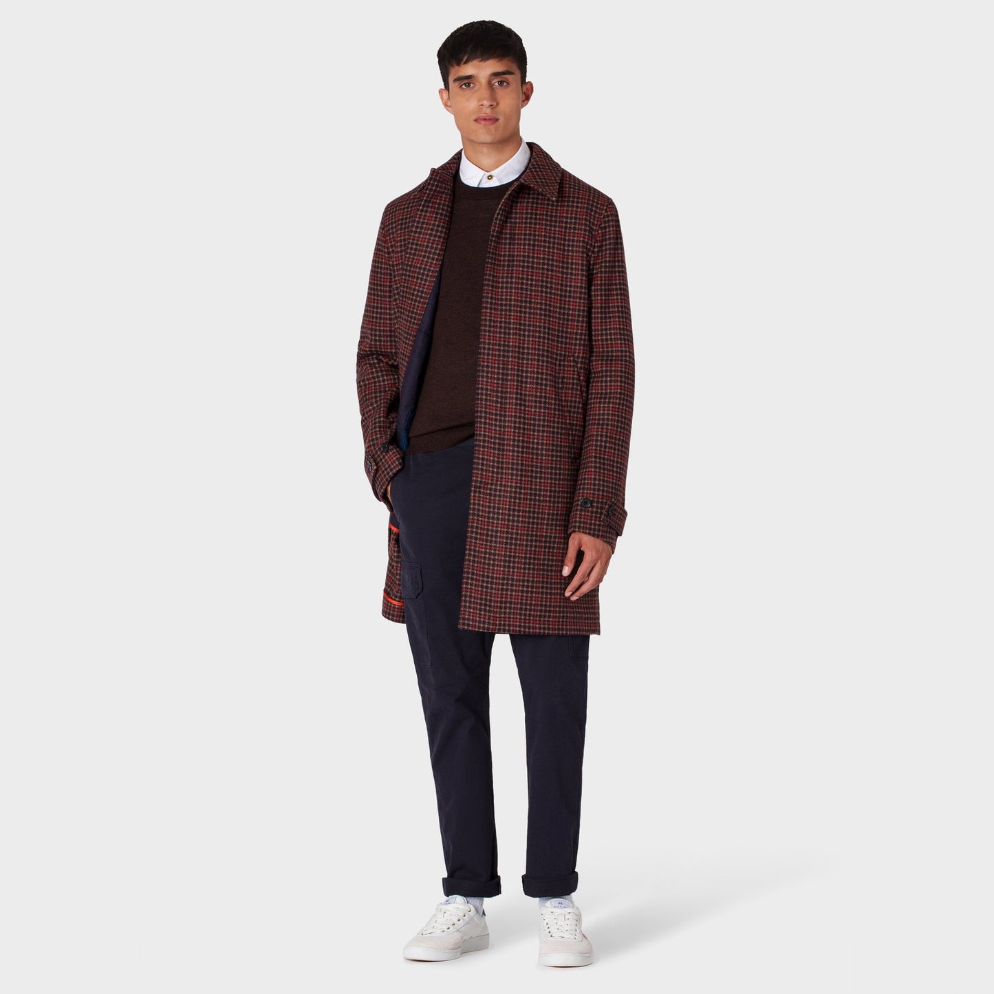 Merino Wool Sweater - Burgundy/Brown