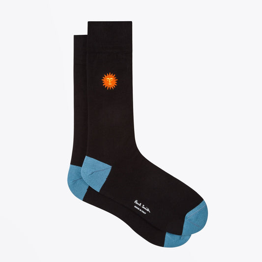 - Sun Embroidered Socks - Grey