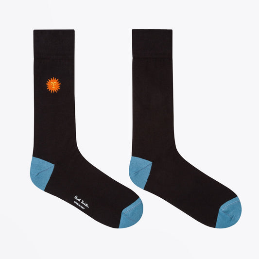 - Sun Embroidered Socks - Grey