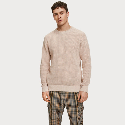 - Structured Knitted Sweater - Beige