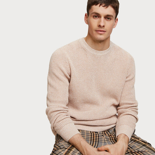 - Structured Knitted Sweater - Beige