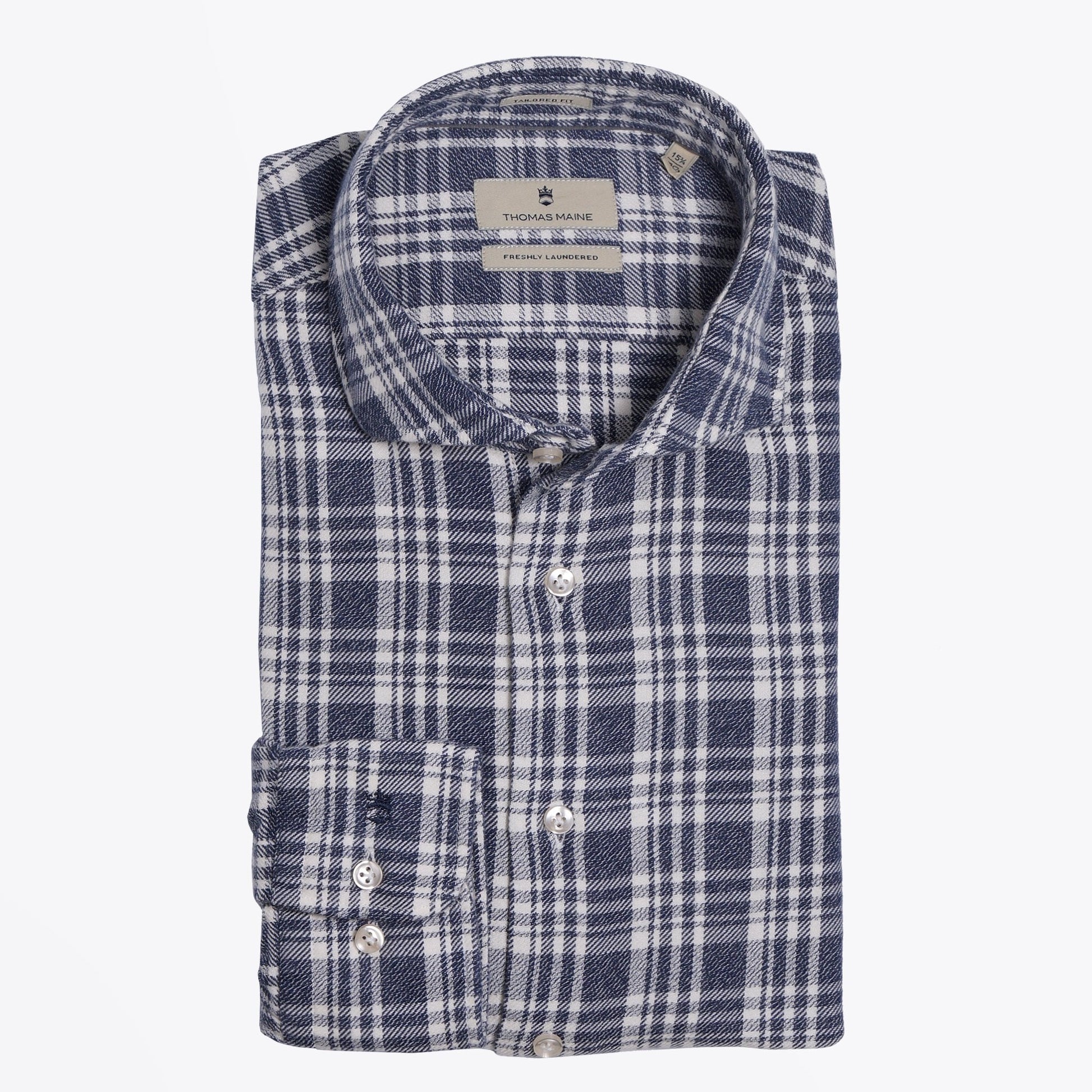 Thomas Flannel Checked Shirt - Navy/White