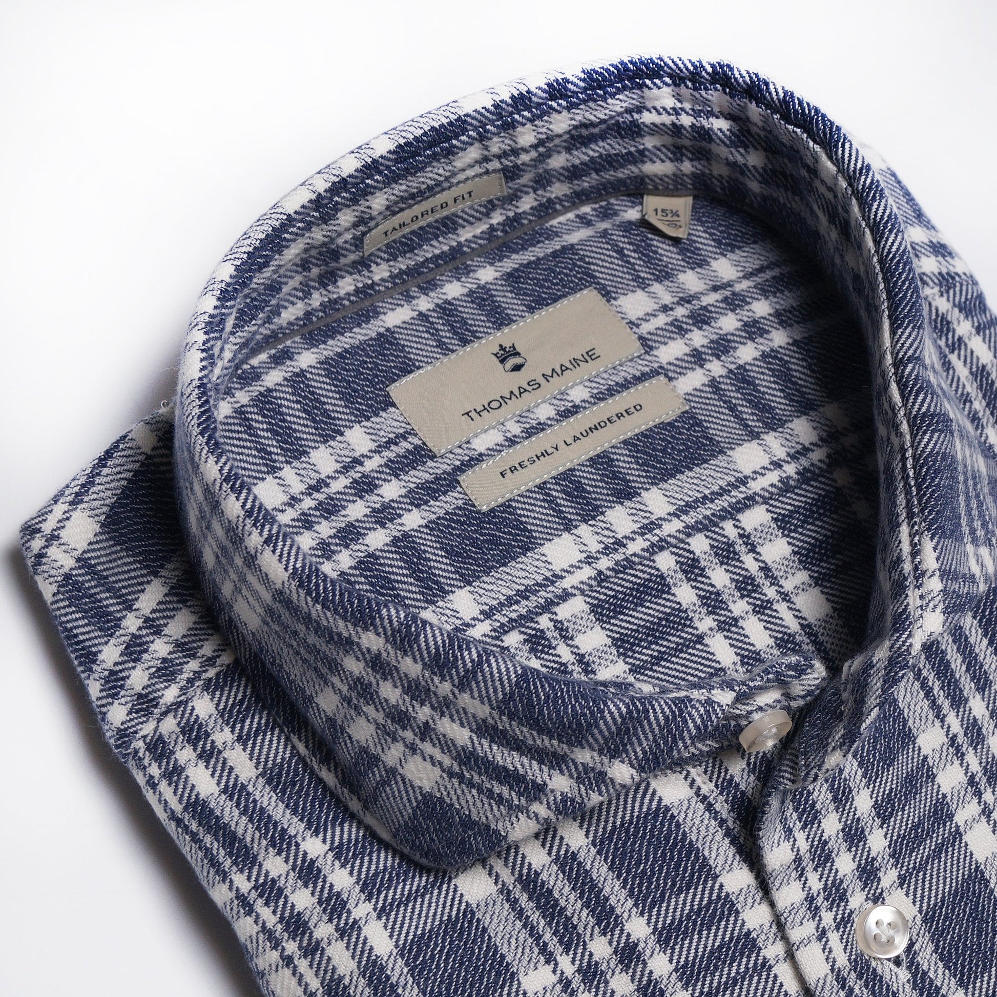 Thomas Flannel Checked Shirt - Navy/White