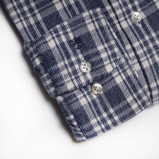 Flannel Checked Shirt - Navy/White