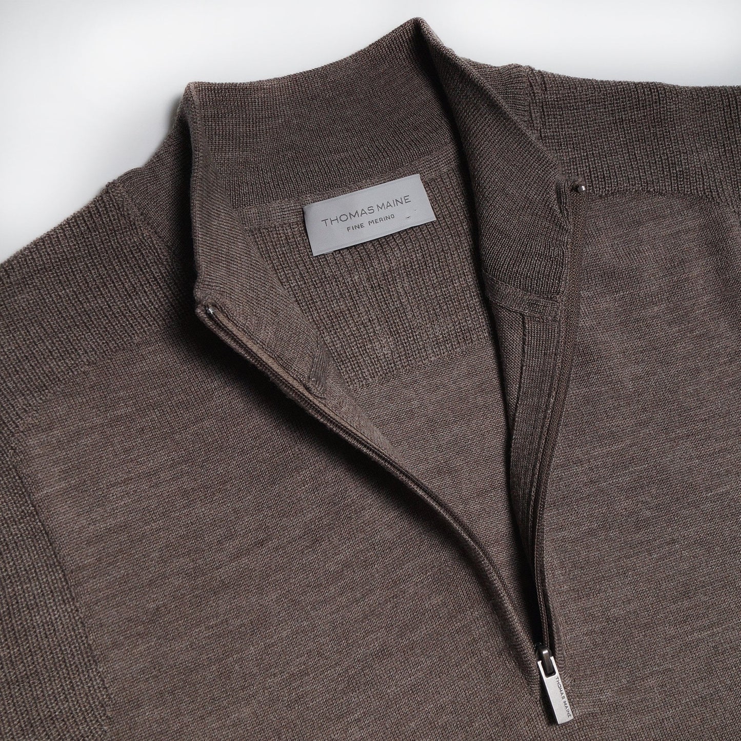 Merino Funnel Neck Zip Sweater - Beige