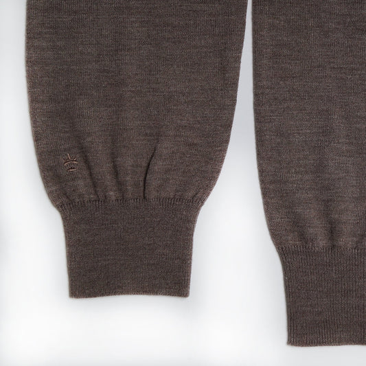 Merino Funnel Neck Zip Sweater - Beige