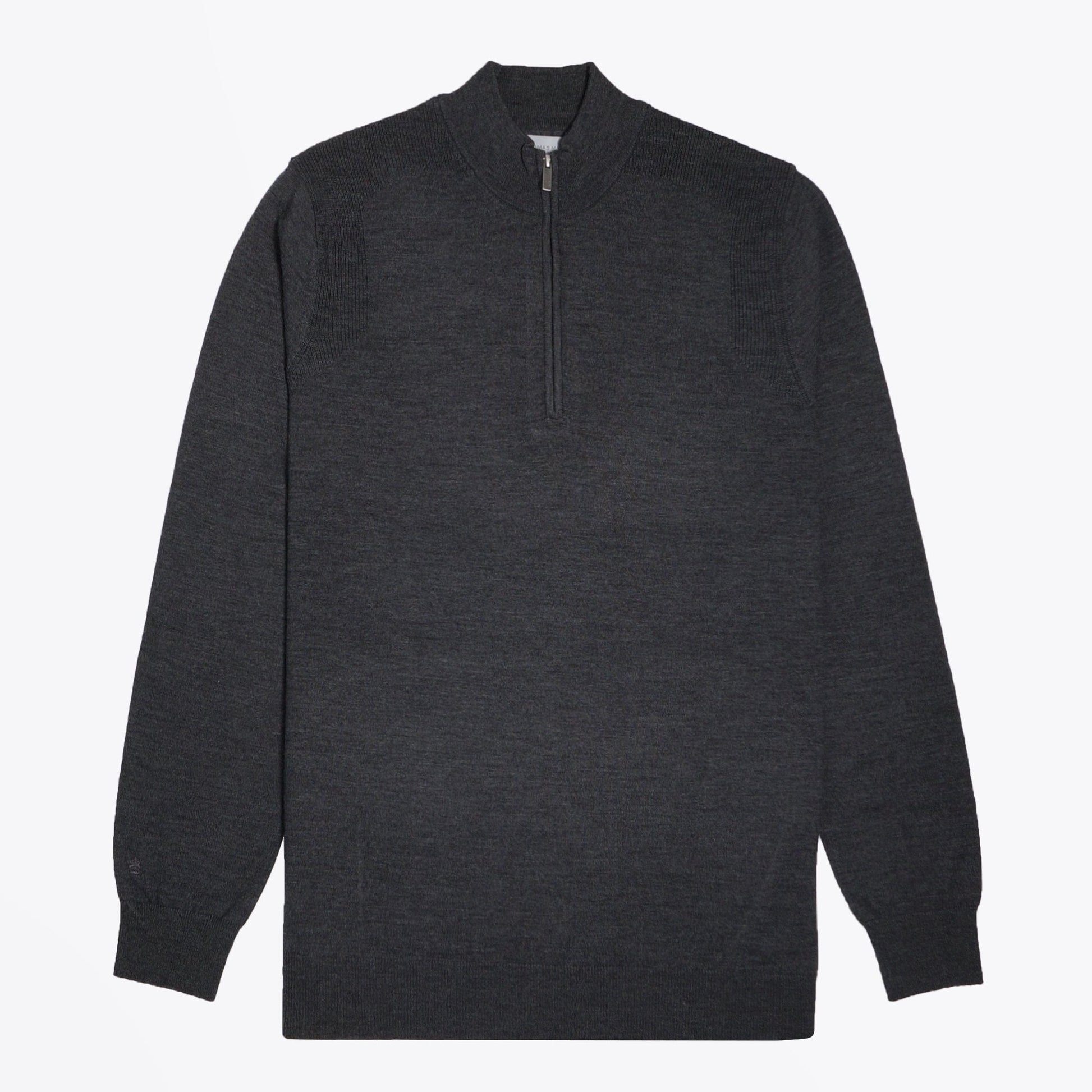 Thomas Merino Funnel Neck Zip Sweater - Charcoal Grey