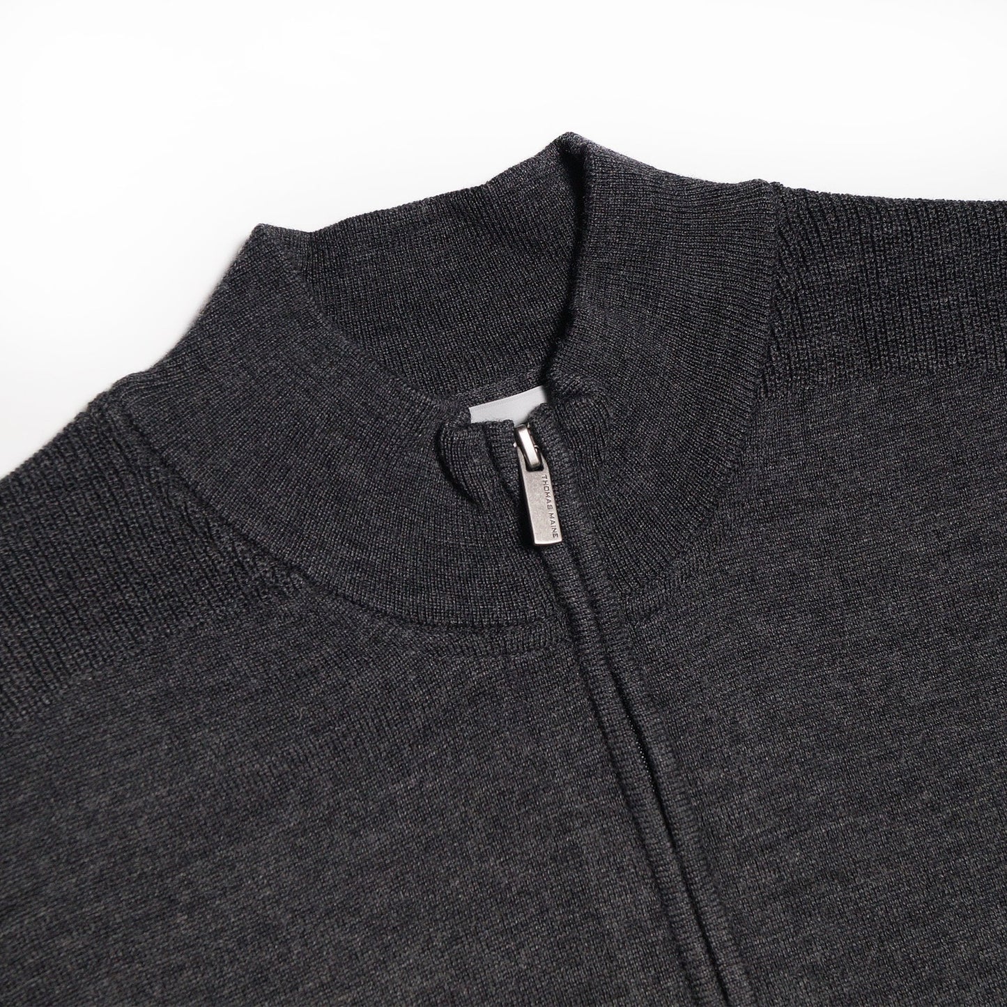 Merino Funnel Neck Zip Sweater - Charcoal Grey